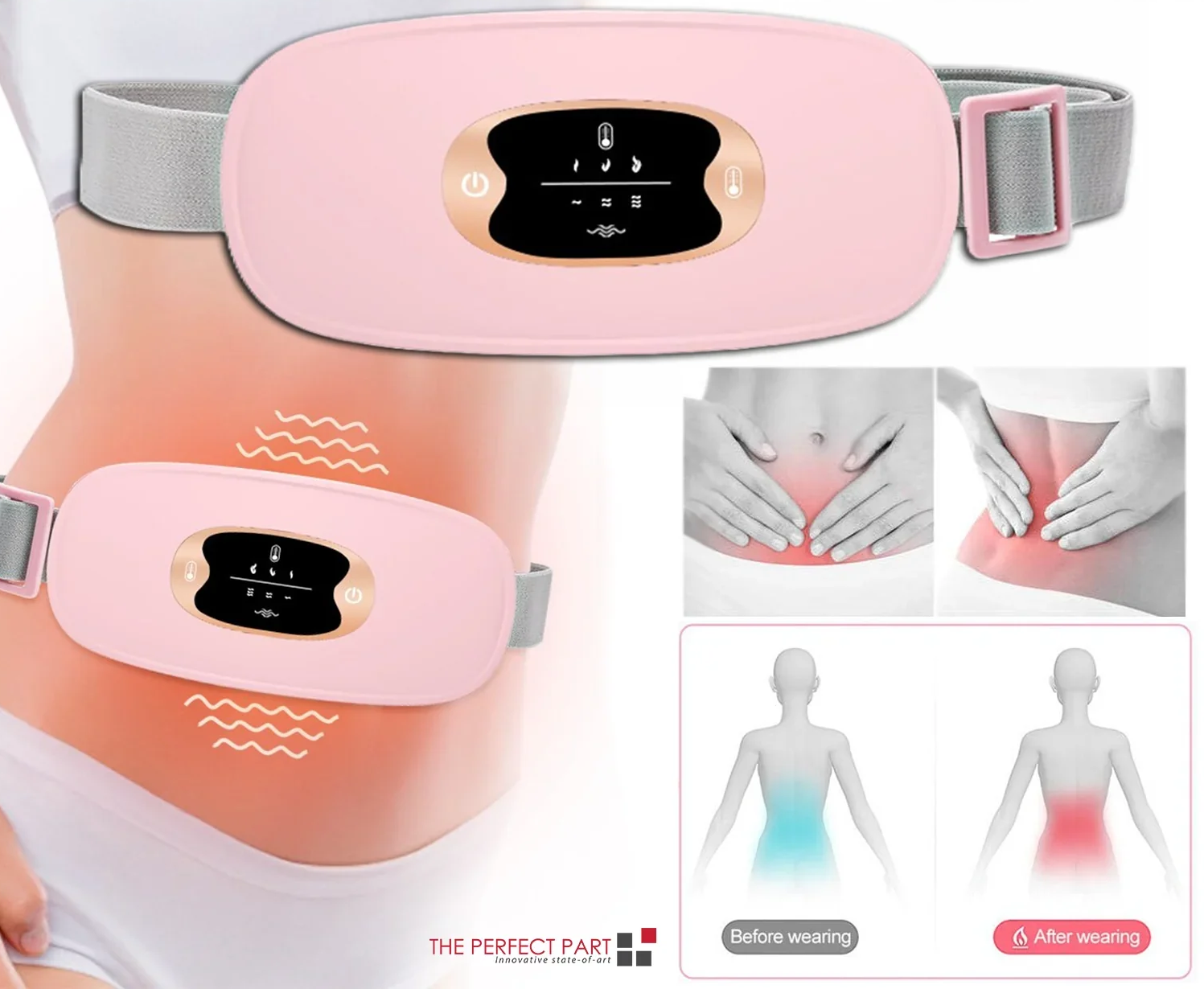 Electric Heating Menstrual Vibration Pad Belt for Period Pain Relief Cramps US